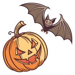 halloween pumpkin with bats