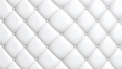 Fototapeta premium Close-up of white quilted padded upholstery with diamond stitching and tufted buttons, showcasing soft plush fabric texture and elegant design for furniture