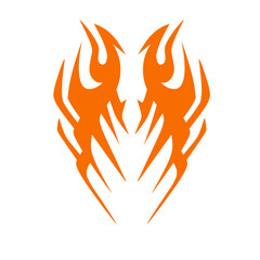Abstract orange tribal design with sharp lines and curves, suitable for tattoos or graphic art