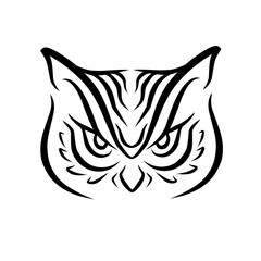 Stylized owl illustration with intricate details, showcasing fierce expression and sharp features