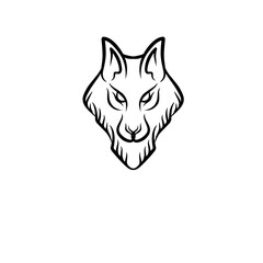 Stylized wolf head illustration with sharp features, suitable for logos or graphic design