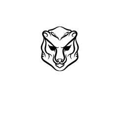 Stylized bear head illustration featuring intricate line work and symmetrical design