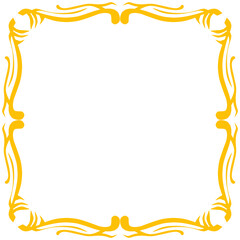 Elegant yellow decorative frame with intricate swirls, perfect for invitations or announcements