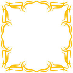 Ornate yellow frame design with intricate swirling patterns, suitable for invitations or artwork displays