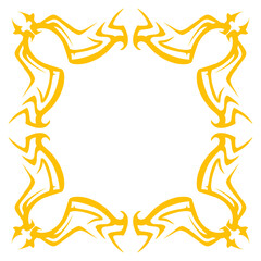 Abstract yellow tribal design forming a decorative frame, ideal for backgrounds or artwork