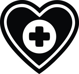 Obraz premium Graphic heart symbol with medical cross inside a medical care health concept and wellness design element for healthcare and first aid