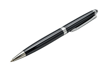 Close-up of a sleek black ballpoint pen