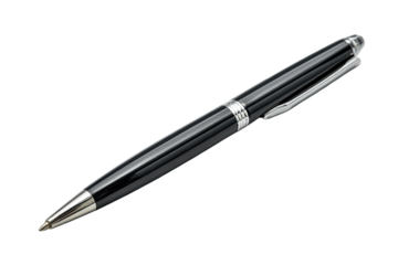 Close-up of a sleek black ballpoint pen