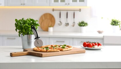 Delicious Pizza on Kitchen Counter.