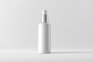 Minimalist White Spray Bottle on a Light Background for Beauty and Skincare Product Photography