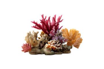 Colorful underwater coral reef with various marine life