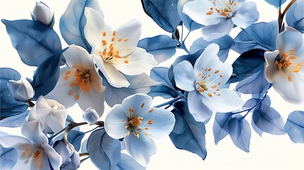 Elegant blue and white floral artwork, a delicate display of nature's beauty