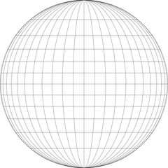 15-Degree world map graticule (latitude-longitude) grid vector in Gilbert two-world perspective projection