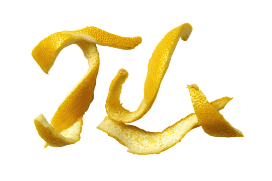 Orange peel curls forming the letter "LX