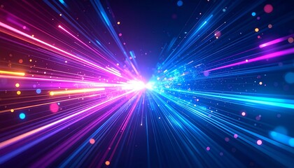 Naklejka premium Abstract Glowing Light Streaks on Dark Background 