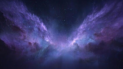 Fototapeta premium Vast, purple nebula wings spread across a dark cosmos