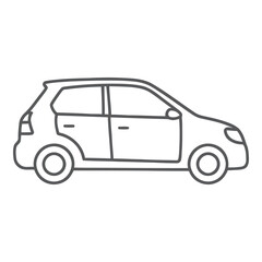 Vector illustration of a small car side view, representing automobile, transportation, and travel.
