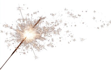 Sparkling sparkler bursts in a radiant display against white