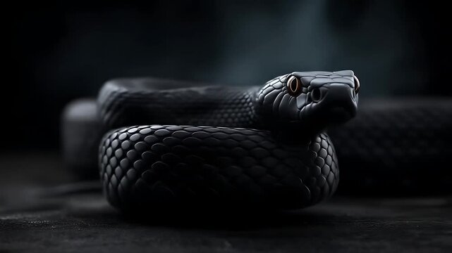 Black mamba snake in dark sleek background