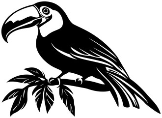 Toucan Silhouette Amidst Leaves