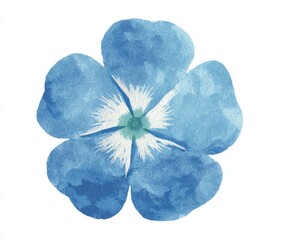 Watercolor illustration of a light-blue flower