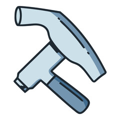 Line vector illustration of a hammer, representing construction, carpentry, building, labor, and repair.