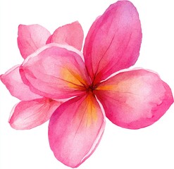 Watercolor floral arrangement of pink plumeria blossoms