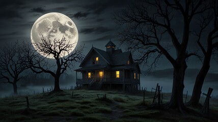 halloween background with haunted house