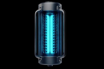 Glowing Blue Neon Light Tube in Black Background, Futuristic Design Element for Modern Art and Technology Concepts