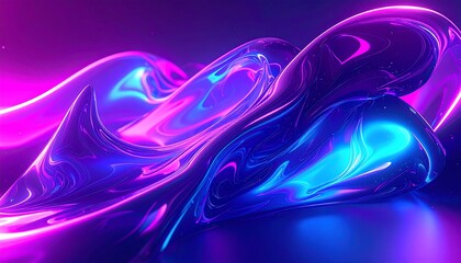 Neon Liquid Abstract Art Background.
