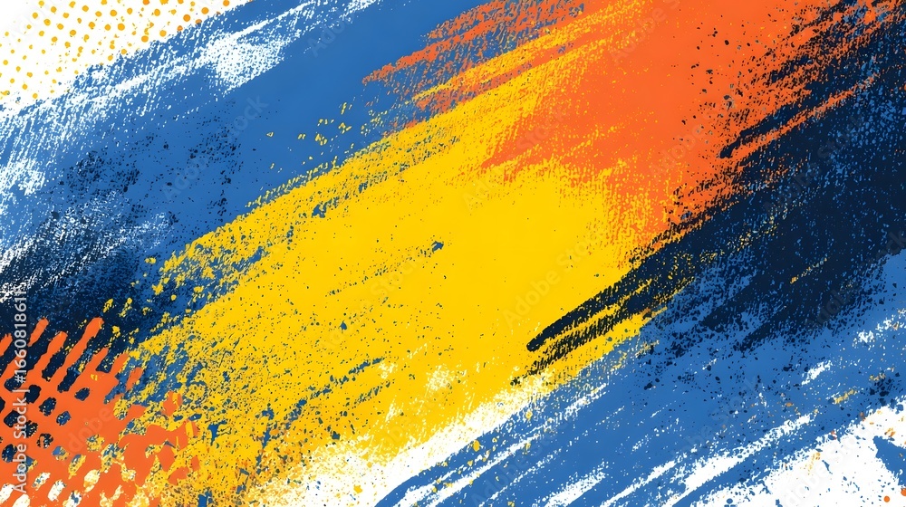 Poster a bold and expressive abstract painting featuring dynamic brushstrokes and a vibrant color palette o
