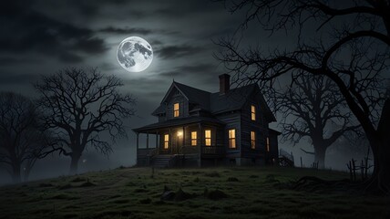 halloween background with haunted house