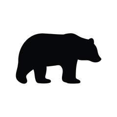 Fototapeta premium Silhouette of a black bear standing, isolated on a white background
