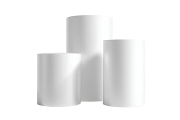  Floating White Cylinders with Minimalist Arrangement, Top-Down View, Transparent Background