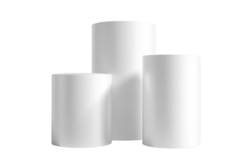  Floating White Cylinders with Minimalist Arrangement, Top-Down View, Transparent Background