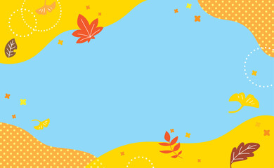 秋の空と落ち葉のベクターイラスト背景フレーム素材