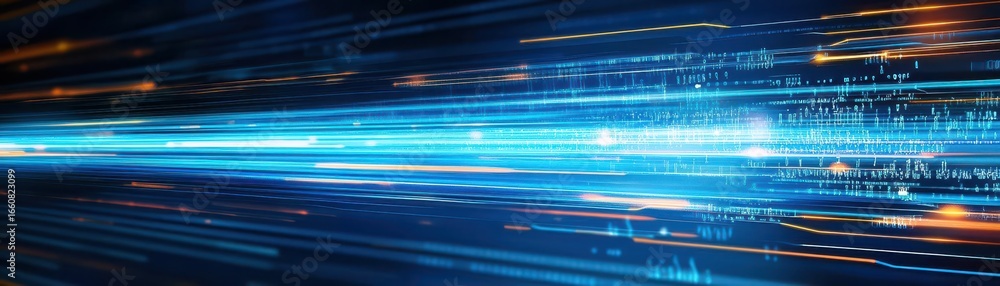 Aufkleber high speed futuristic digital abstract background with light streaks and glowing lines representing 