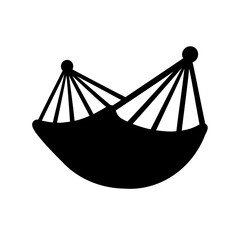 Minimalist Silhouette of a Relaxing Hammock Suspended Between Two Points