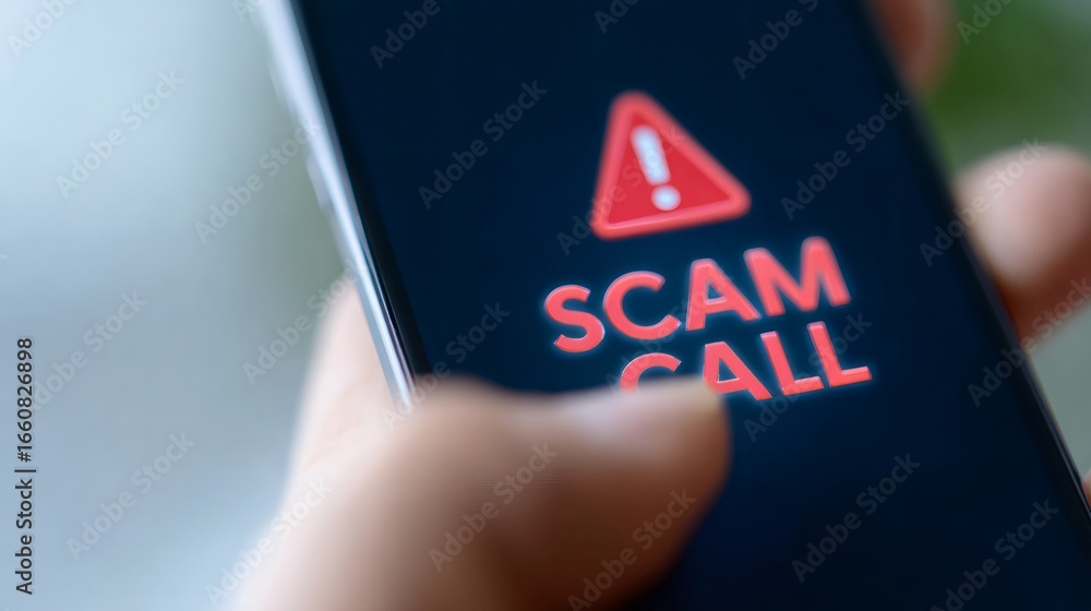 Aufkleber a person holds a smartphone with a red warning symbol and 
