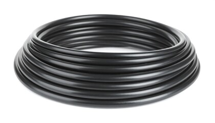 Black plastic tubing coiled