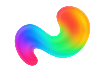 Rainbow colored abstract shape on transparent background