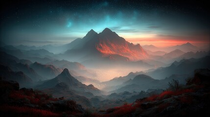 Fototapeta premium Aurora borealis glowing in the night sky with vibrant colors from a solar storm in stunning photorealistic detail.