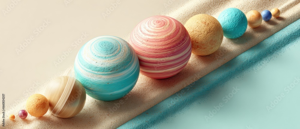 Poster modern high-quality solar system planets set with orbital paths educational and inspiring cosmic ali
