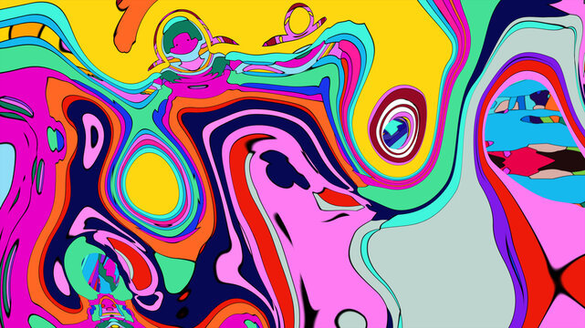 Colorful, abstract, fluid, and geometric background for a music festival