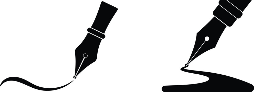 Pen nib icon set.fountain pen tool icon. vector element can be used for nib feather pen designed concept from education collection.Fountain pen nib glyph vector, sign, symbol, logo, illustration.