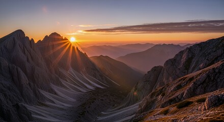 Fototapeta premium Majestic Sunset over the Mountain Peaks