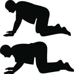 Man Performing Cat Cow Pose Yoga Exercise, Core Stretching, Spine Mobility, Fitness Workout, Indoor Health Practice, Mind-Body Balance Routine