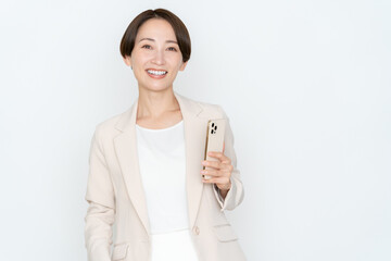 白バックのミドルのビジネスウーマン