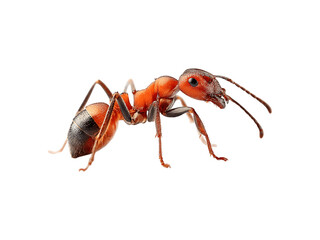A close-up view of a red ant