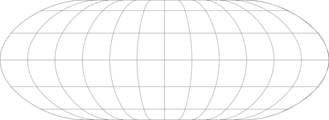 30-Degree world map graticule (latitude-longitude) grid vector in Nell-Hammer projection